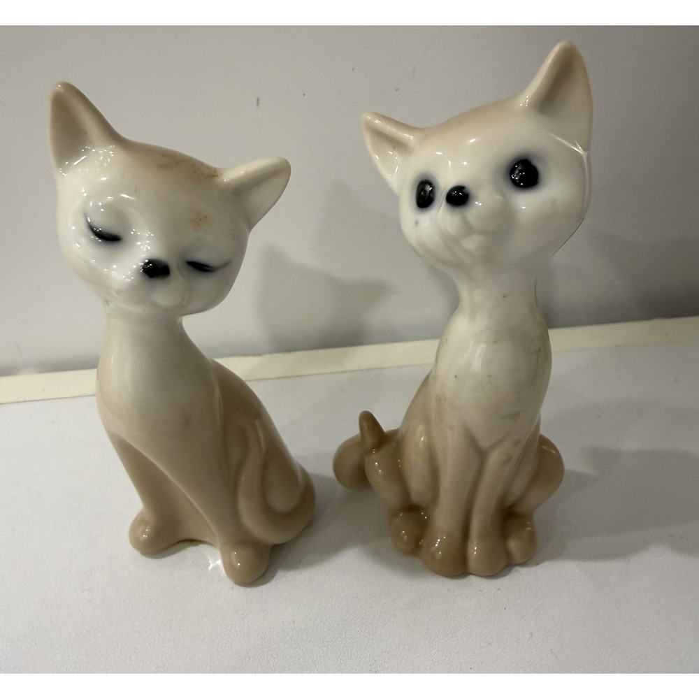 Vintage Pair of Siamese Cat Kitty Otagiri OMC Japan Kitten Figures